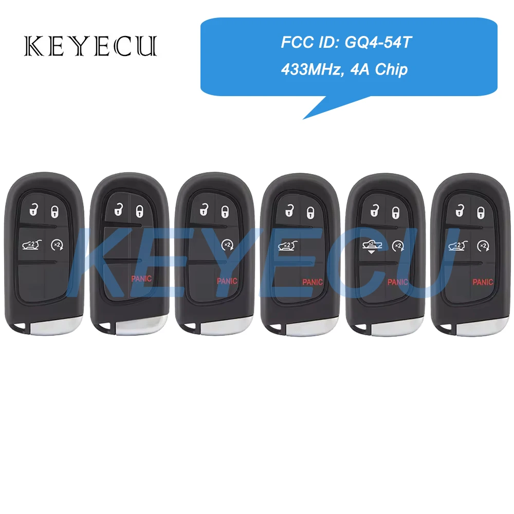 Keyecu GQ4-54T Smart Remote Car Key Fob 3 4 5 Buttons 433MHz 4A PCF7953M Chip for Jeep Cherokee 2014 2015 2016 2017 2018 2019