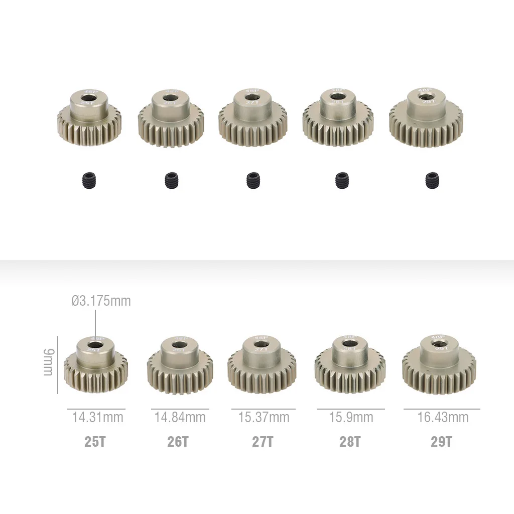 Surpass Hobby 48DP 3,175mm 14T 15T 17T 24T 26T 27T 34T 36T 40T 44T 13T-48T Metall Motor Ritzel für 1/12 1/10 RC Auto Teile – Detail 6