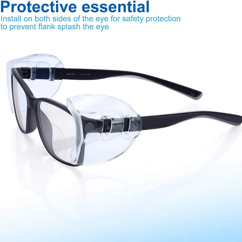 12 Pairs Safety Eye Glasses Side, Slip On Clear Side Shield For Safety Glasses- Fits Small To Medium Eyeglasses