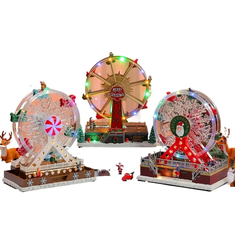 for Christmas Large Music Glowing Ferris Wheel Music Box Ornament Children's Gifts Decorations