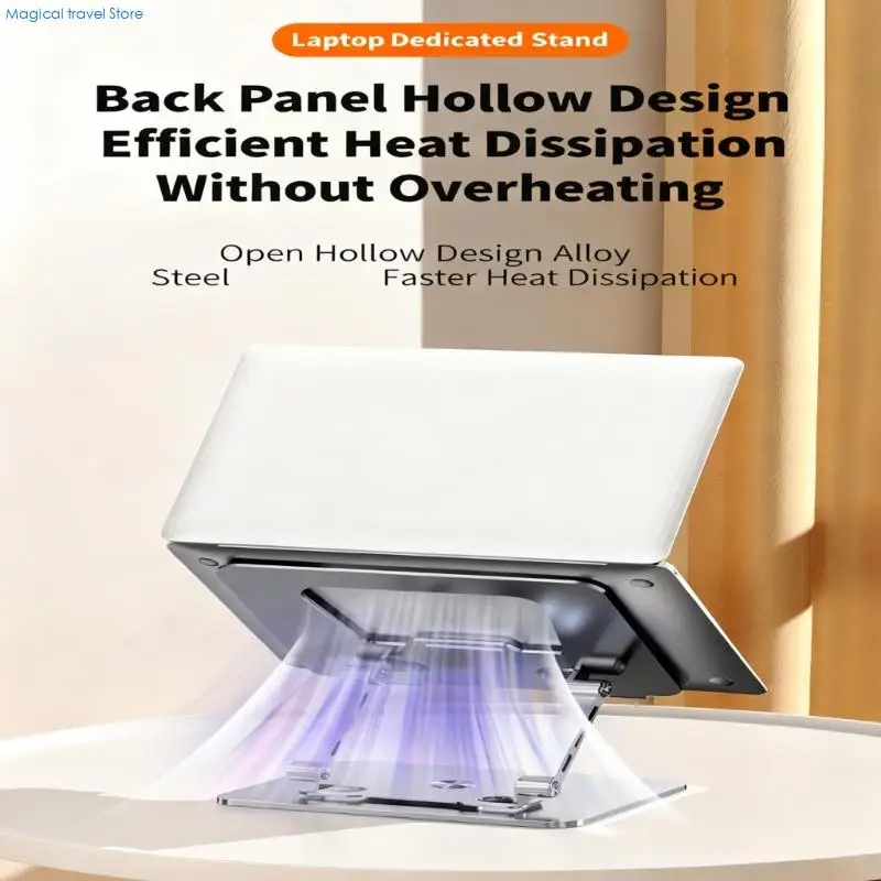 N2UB Ergonomic Foldable Computer Stand Aluminum Alloy Frame 360 Rotating Base Two Axises Adjustment Heat Ventilation Design
