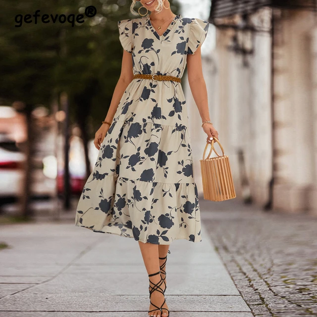 Sommerkleider kurzarm midi Clearance