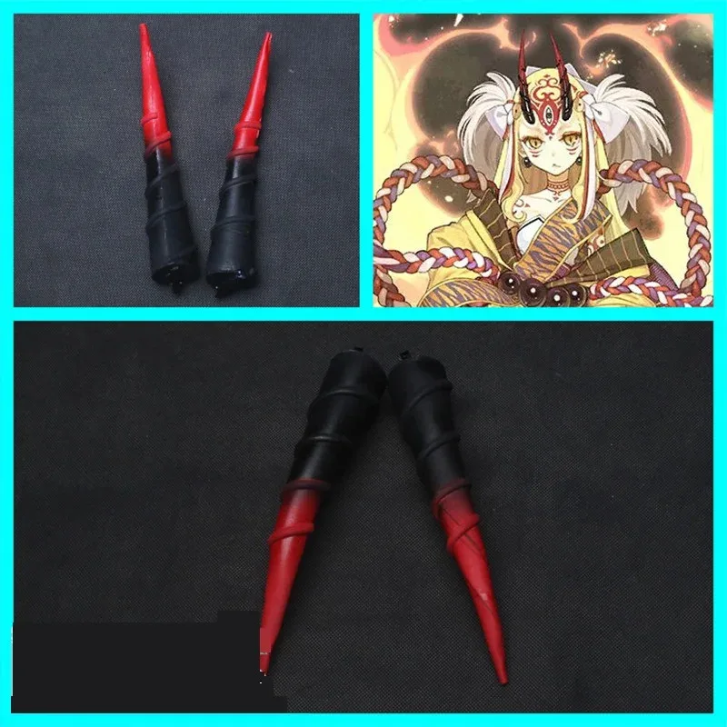 2025 aaa مصير الطلب الكبير FGO Berserker Ibaraki Douji زي أغطية الرأس قرون هالوين تأثيري الدعامة