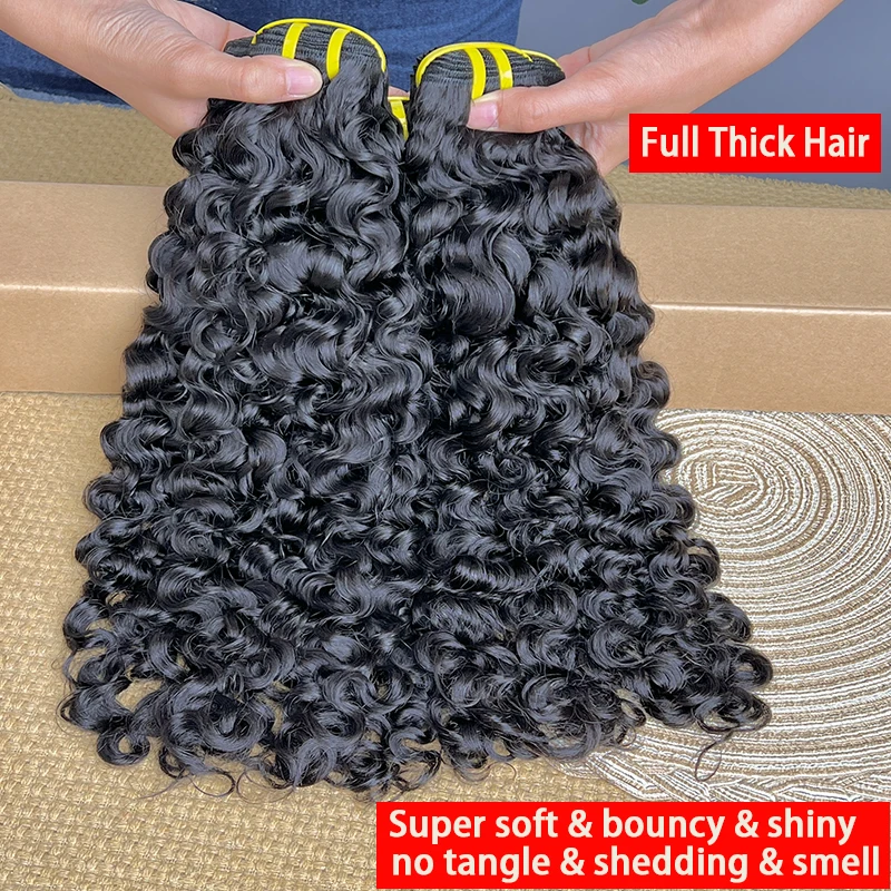 Burmese Curly Raw Virgin Hair Bundles Thick 100% Unprocessed Human Hair Extensions Vietnamese Wavy Bouncy Double Weft Full Head