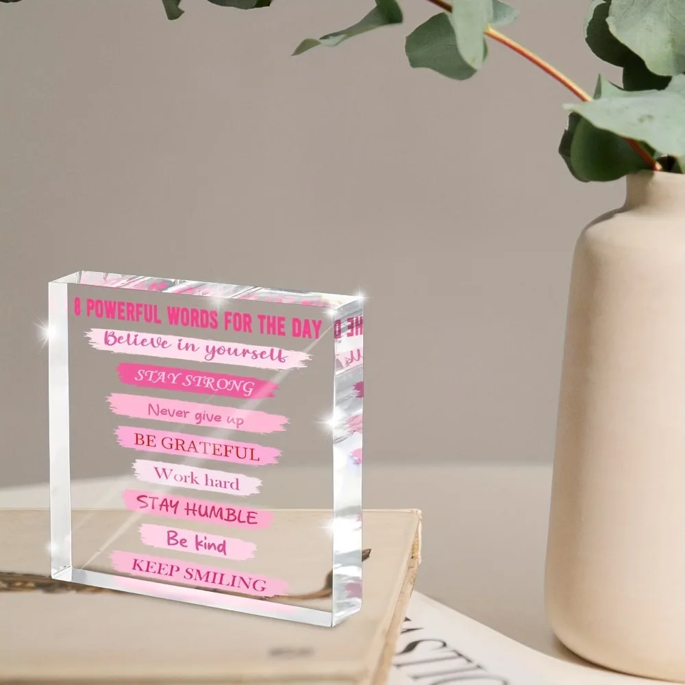 CIFBUY Acrylic Sign 2D Flat Pink Motivational Quote Plaque Daily Affirmations Desktop Decoration Sentimental Keepsake Home Decor