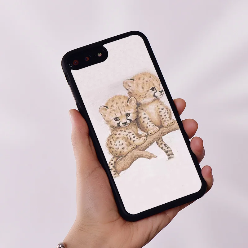 Wildflower Silicone Rubber Phone Case Cover for iPhone 6 6S 7 8 Plus X XS XR 11 12 13 14 15 Mini Pro Max Baby Leopard