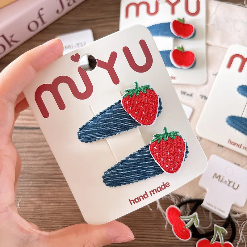 Красные-аксессуары-для-волос-с-вышивкой-2-шт-джинсовые-заколки-с-каплями-воды-в-корейском-стиле-и-резинки-для-волос-набор-для-волос-без-повреждений