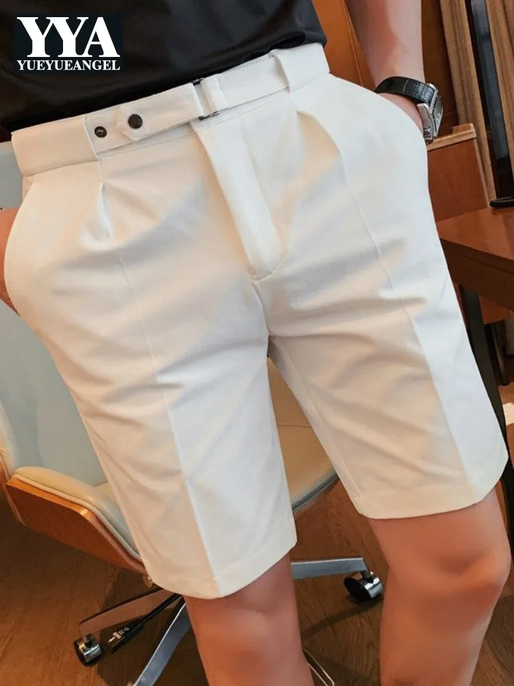 

Summer Slim Youth Mens Business Casual Shorts Work Male Suit Shorts Youthful Style Mid Waist Streetwear Straight Short Trousers