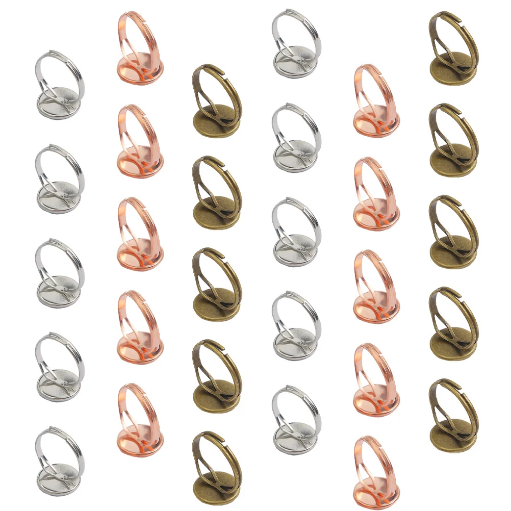 

30pcs Iron Ring Base DIY Inlay Simple Style Finger Rings Jewelry Making Supplies Vintage Fashion Women Craft Decor