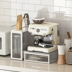 Bar Counter Coffee Machine Storage Rack Carbon Steel Coffee Capsule Box Partition Cup Holder Dustproof Visible Desktop Organizer