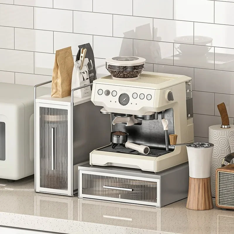 Bar Counter Coffee Machine Storage Rack Carbon Steel Coffee Capsule Box Partition Cup Holder Dustproof Visible Desktop Organizer