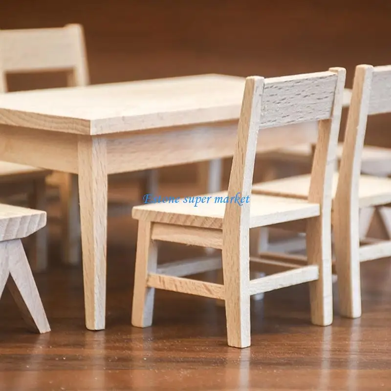 090B واقعية واقعية Zakka Play Play for Kids Display Cairs Model Toy Vintage Chair 1:12 Doll House