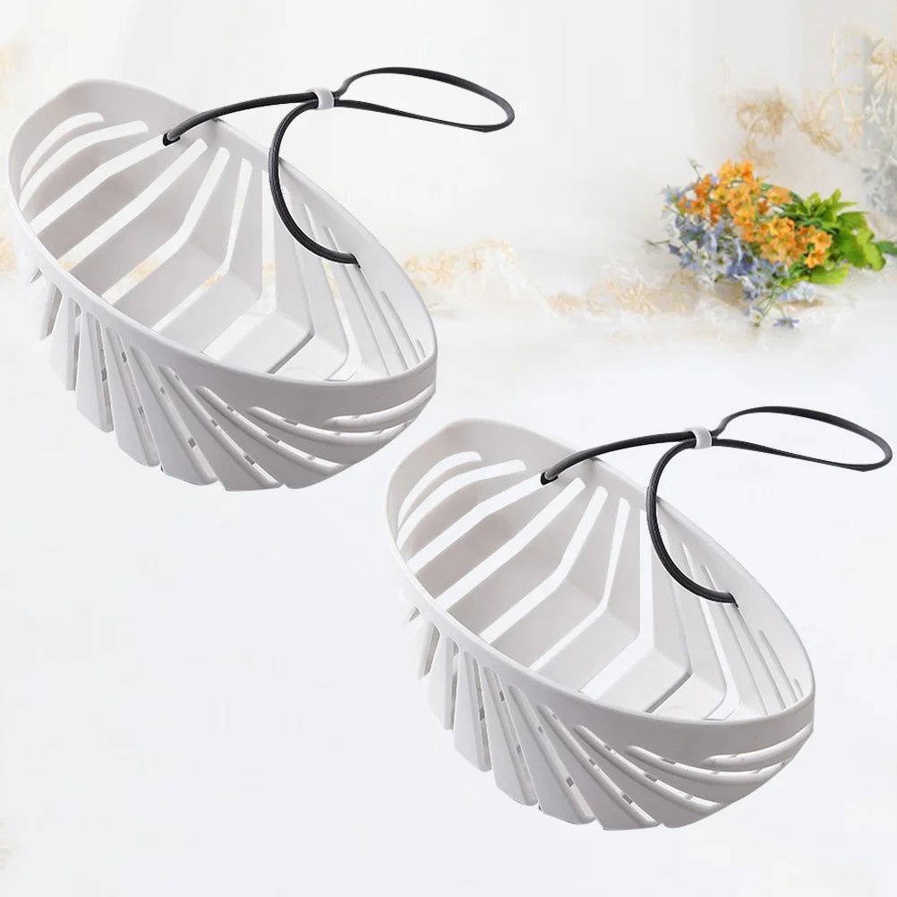 

2pcs Plastic Sink Hanging Basket Kitchen Draining Basket With Hollow Bottom For Sponge Soap Storage Organizer Rack, Soap Liquid