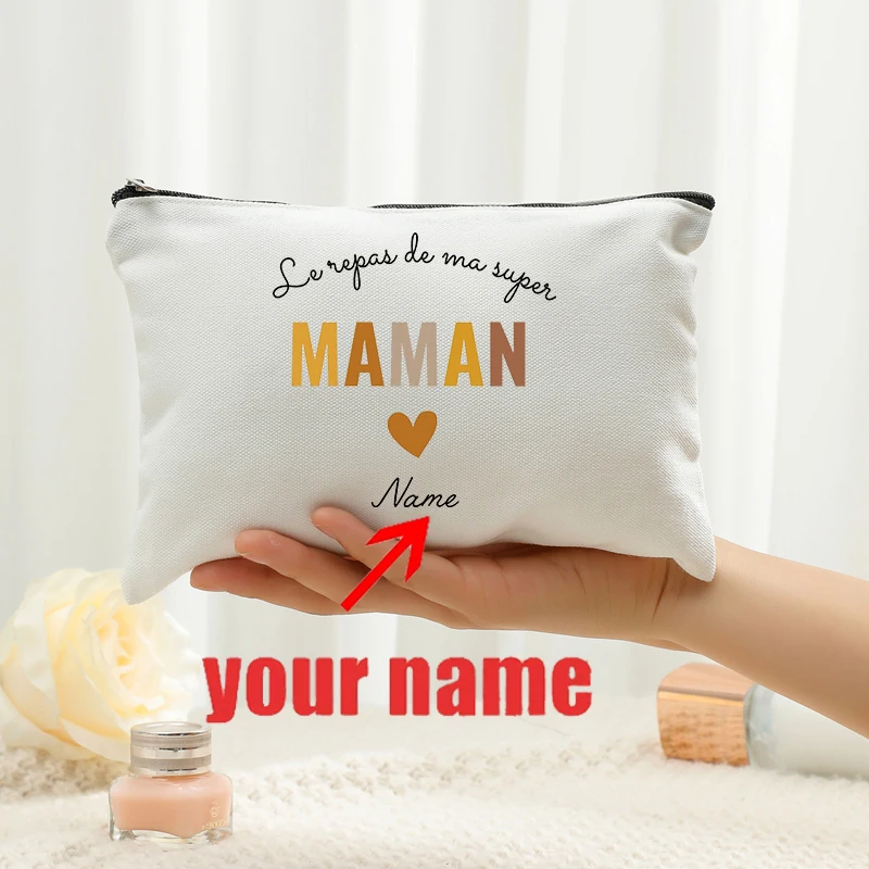 

Personalized with Name Leopard Maman Letter with Heart Patterns Cosmetic Pouch Toiletry Makeup Bag for Daughter Mother Day Gift