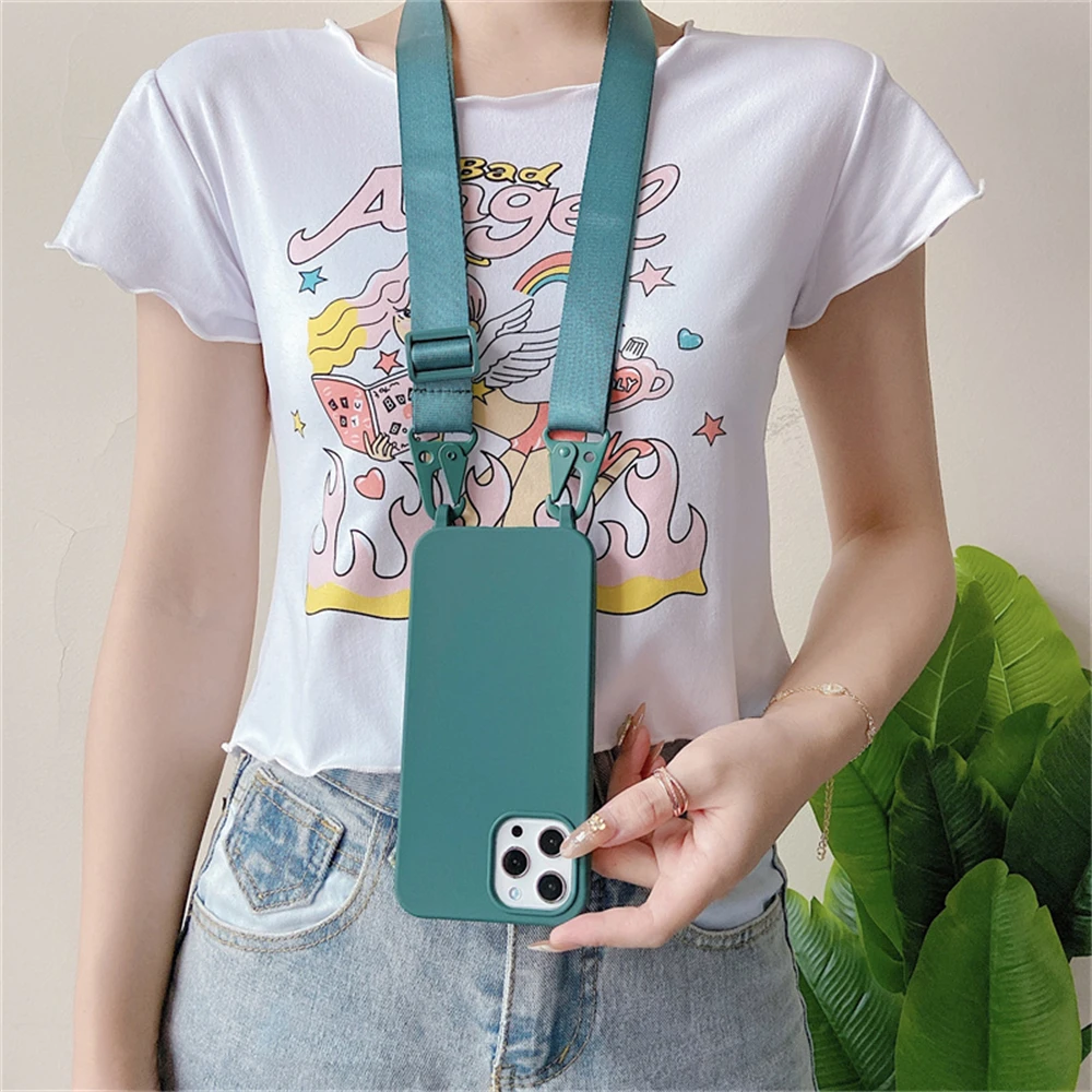 Umhängekette Lanyard Matt Silikonhülle für iPhone 18 Pro Max 17 16 15 14 11 12 13 XR X XS 8 Plus Stoßfeste Hülle – Detail 3