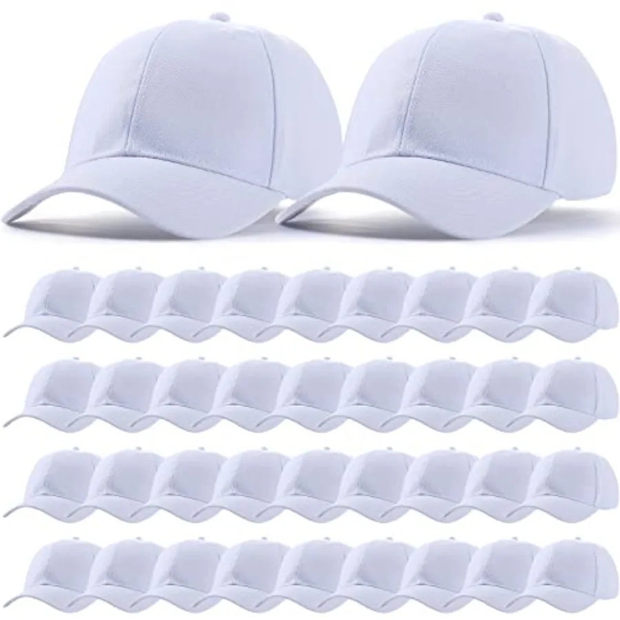 

Wholesale bulk lot of 36 baseball caps for outdoor sports use, denim material, blue color, adjustable fit and blank front for c