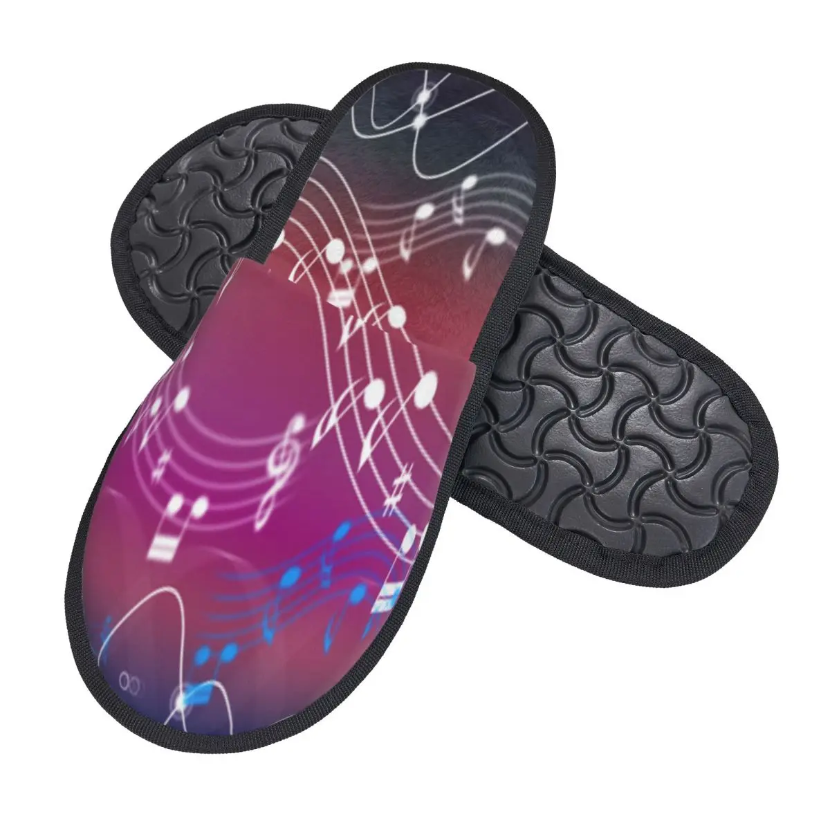 Plush Indoor Slippers Music Musical Notes Warm Soft Shoes Home Footwear Autumn Winter