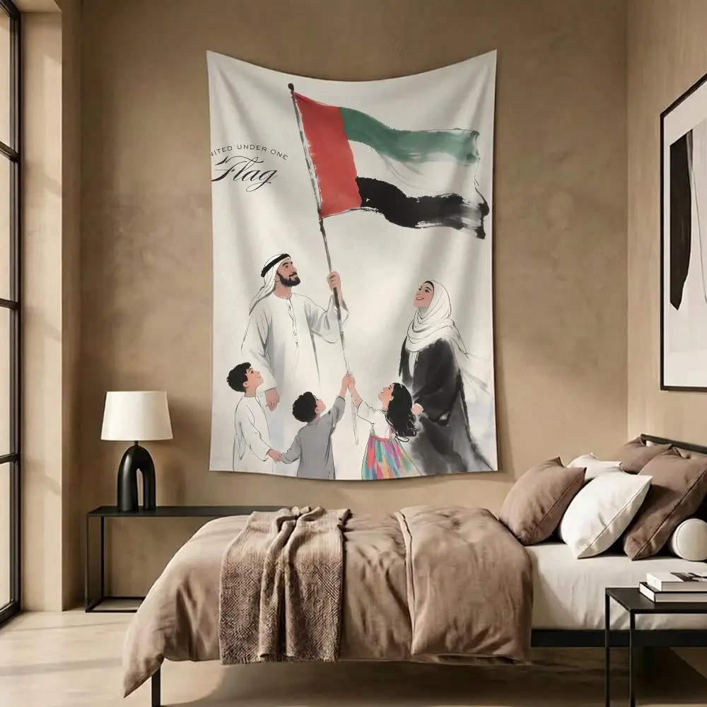 Holiday NationalDay United Arab Emirates National Day Tapestry Daily Soft Rectangular Wall Hanging Decor for Living Home Room