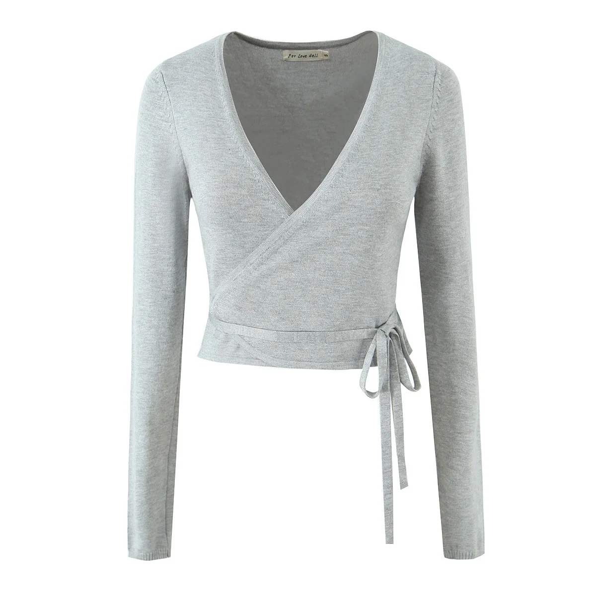 

Осенний вязаный открытый кардиган с длинными рукавами в американском стиле, женский сексуальный пикантный топ с глубоким v-образным вырезом и талией для похудения