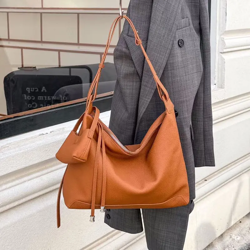 Togo Cow Leather Tote Bag High Quality Genuine Leather Shoulder Bag Casual Large Capacity Handbag Women Coin Purse Send Wallet