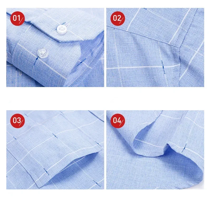 Men's Non Iron Standard-fit Basic Dress Shirt Formal Business Cotton Male Long Sleeve Work Office Print XXXL Men's Social Shirt