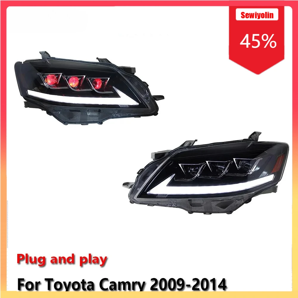 

Автомобильные светодиодные фары, автомобильные детали для Toyota Camry 2009-2014, противотуманные DRL, стоп-сигнал, указатель поворота, Plug and Play