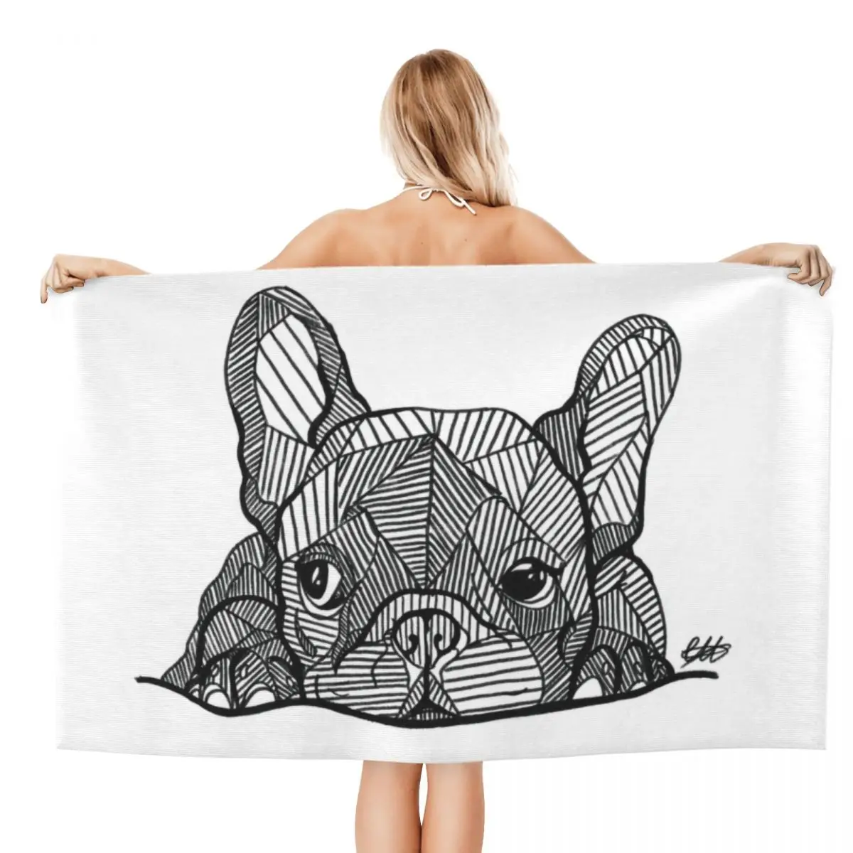 Custom French Bulldog Beach Towel Frenchie Dog Lover Super Soft Microfiber Bath Towels