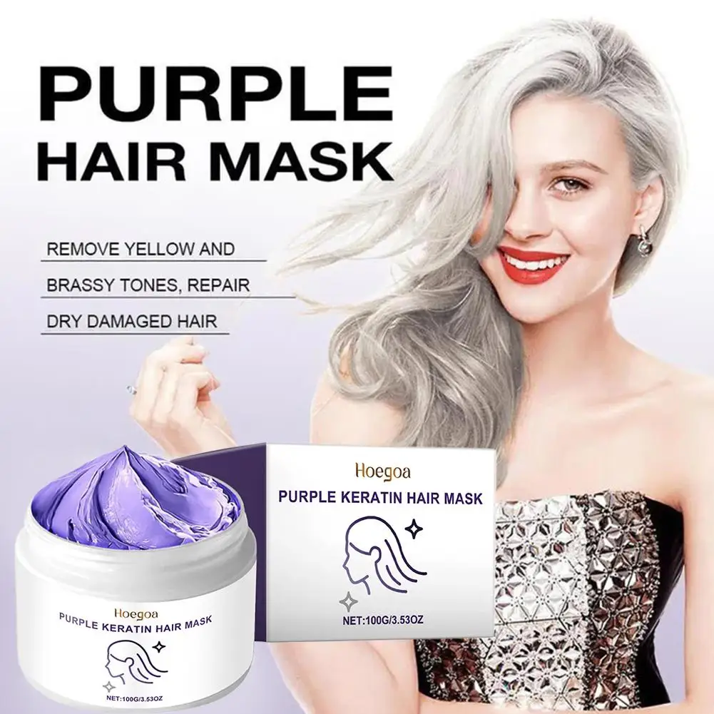 100g Lila Keratin Haar Maske Keratin Behandlung Haare Conditioner Haarpflege Essential Pflegende Für Trockenes, Beschädigtes Haar Repai F3Q5