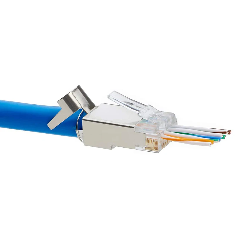 20 Pcs Cat6/6A RJ45 Pass Through Modular Plugs, Shielded (STP) External Ground Connector,EZ Crimp
