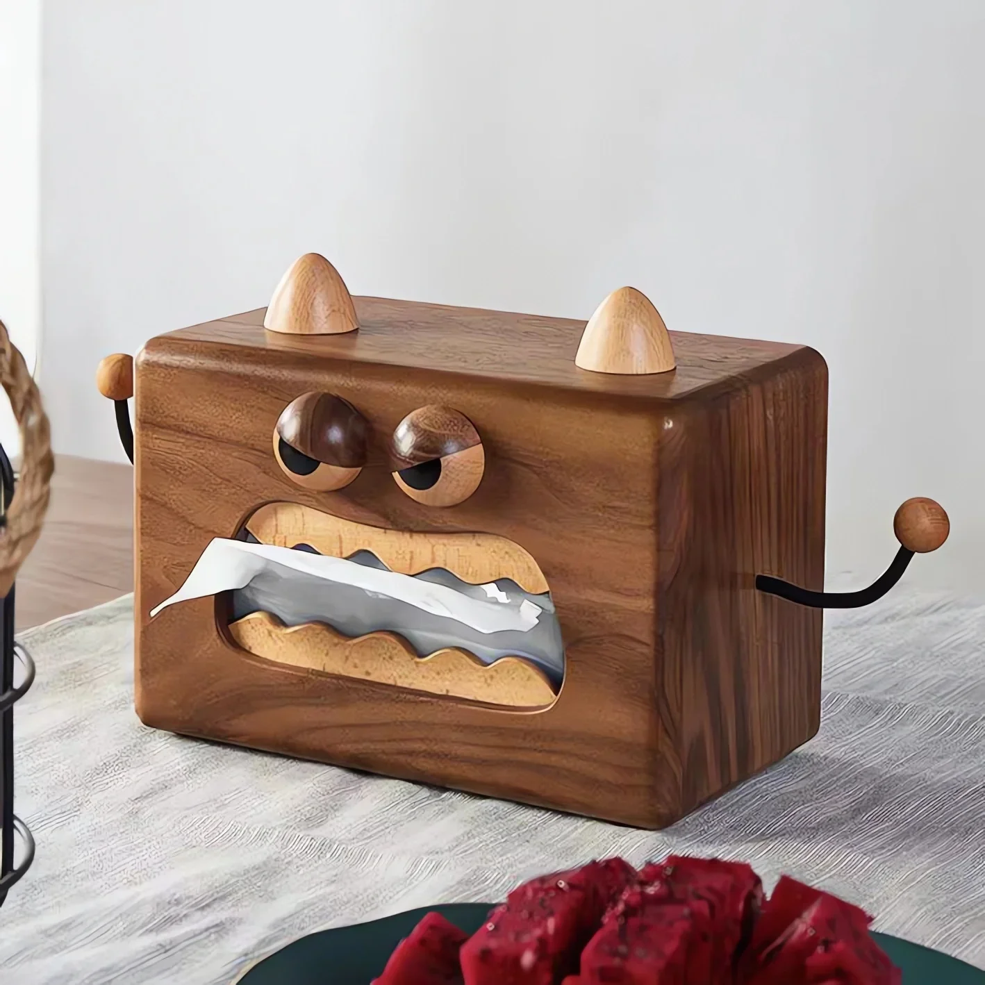 Little Monster Tissue Case Holder Napkin Storag Holder Nordic Home Living Room Desktop Decor Gifts Wooden Tissue Box