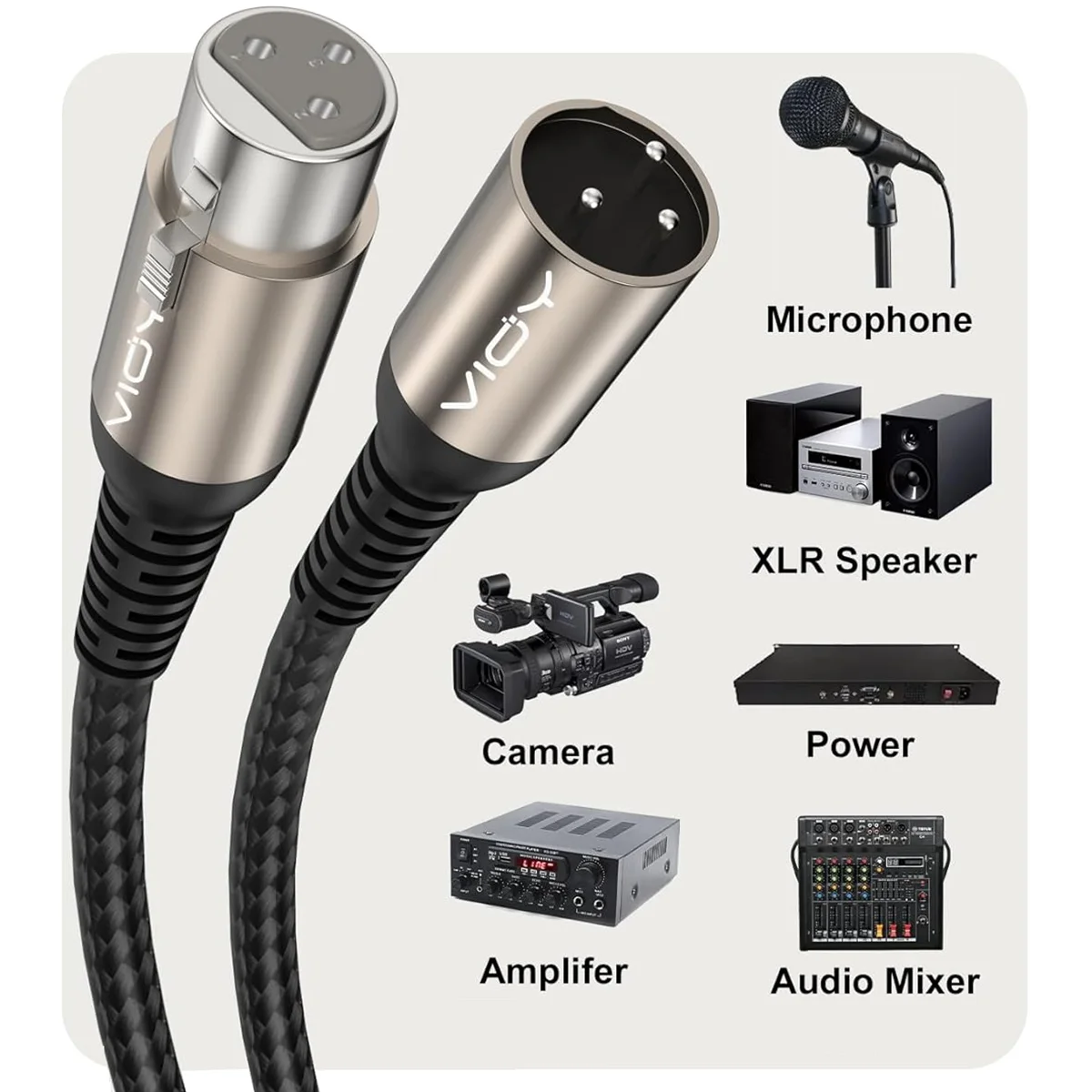 Kabel mikrofonowy XLR 3-pinowy, złącze męskie na żeńskie, zbalansowany przewód do mikrofonu, miksera, studia nagrań, wzmacniacza, podcastu itp. — zdjęcie produktu 3