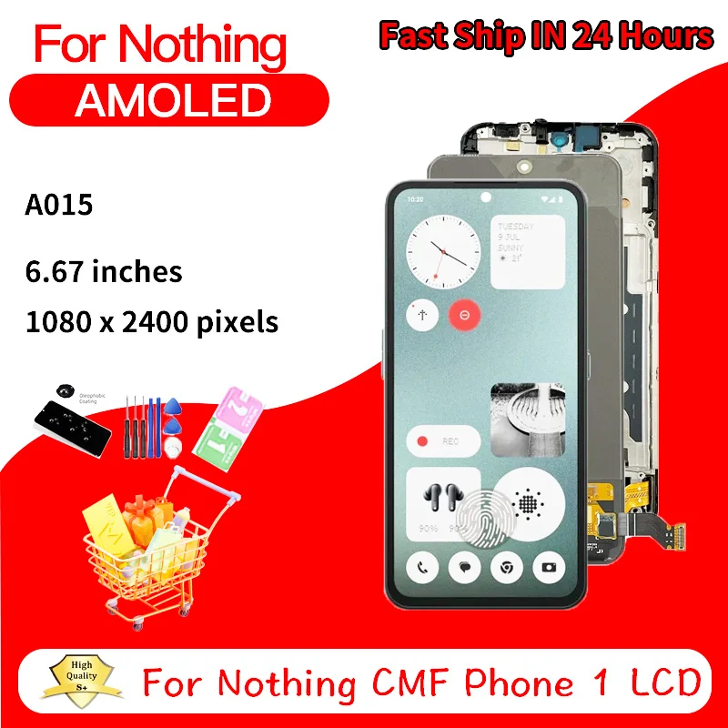 6,67 "AMOLED para nada CMF Phone 1 Phone1 LCD A015 pantalla táctil digitalizador montaje para nada CMF Phone One Display