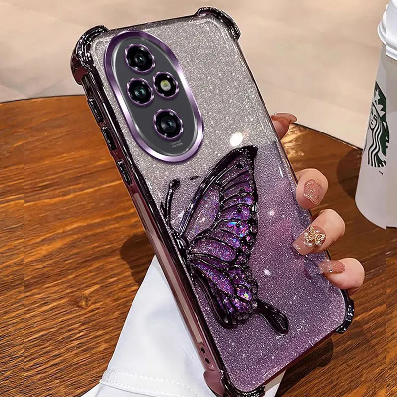 

Honor200 Case Luxury Bing Bing Glitter Shockproof Cover For Honor 200 Smart pro Magic6 Magic5 Lite Gift Silicone Butterfly Cases
