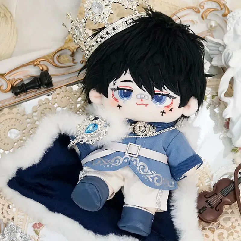 Novo anime 20cm brinquedo de boneca de pelúcia de algodão puro, duke king cosplay, capa, coroa, sapatos, conjunto de roupa de boneca, para presente de aniversário de menino de menina