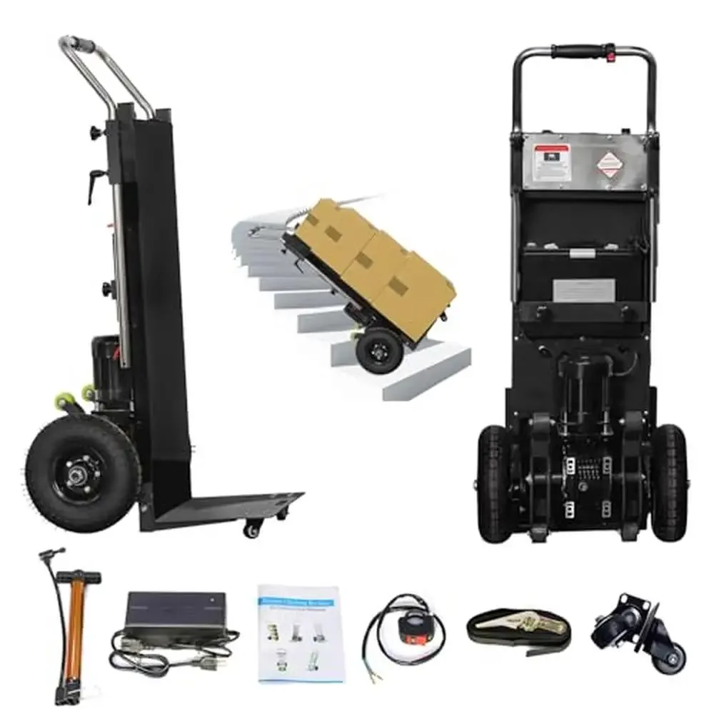 Sturdy 880lbs Capacity Electric Stair Climbing Hand Truck Dolly Powerful 1200W Motor Removable Battery Safe & Easy Operation