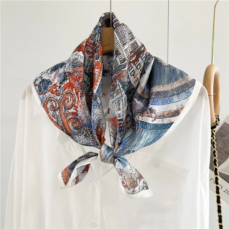 Foulard de luxe en soie de mûrier pour femmes, châles doux, sac de tête et de cou, ceinture Bandana, accessoires cadeau