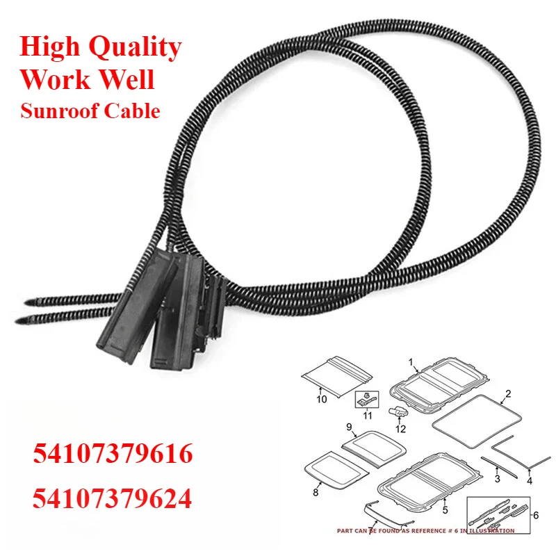 

54107379624 Кабели стекла люка для Bmw Mini Cooper F55 F56 F60 2017-2020 54107379616 Автомобильные аксессуары