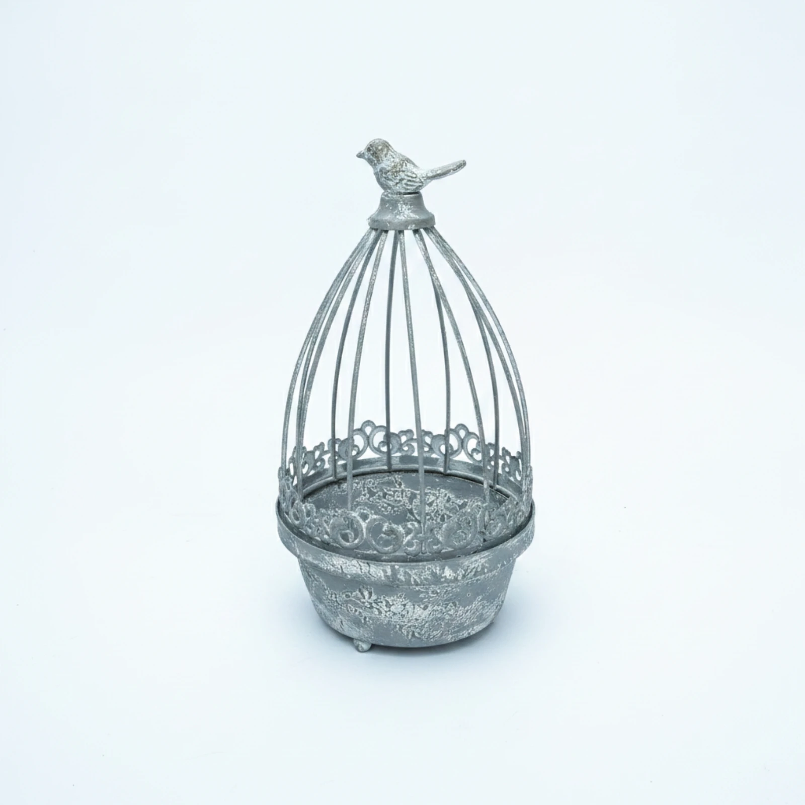 Birdcage Planter Vintage-Style Birdcage Plant Holder Planter with Bird Ornament Distressed Candle Holder Rustic for Gardeners