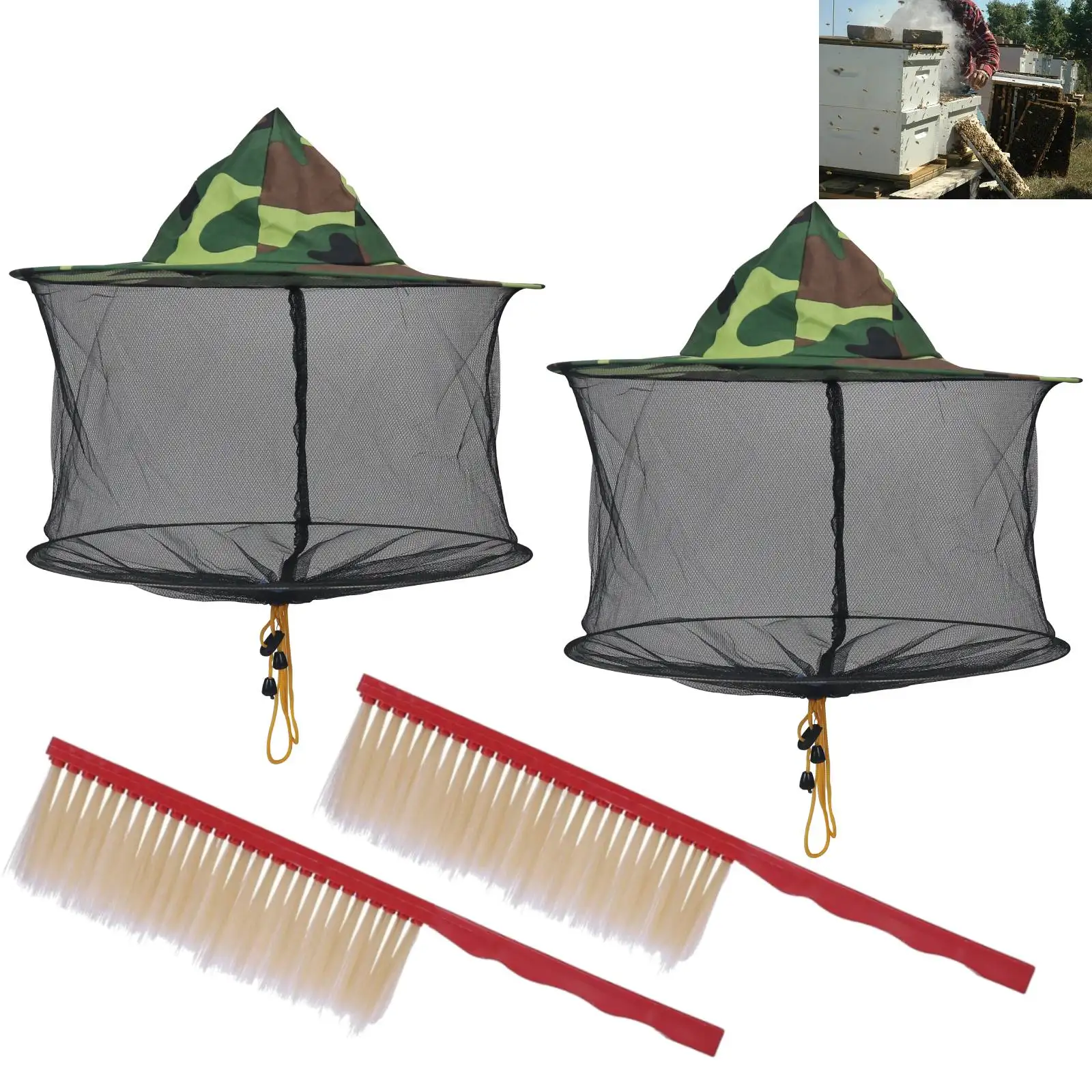 1 Set/ 2 Sets Beekeeping Supplies Kit Essential Beekeeping Tools with Honeycomb Frame Bee Brush