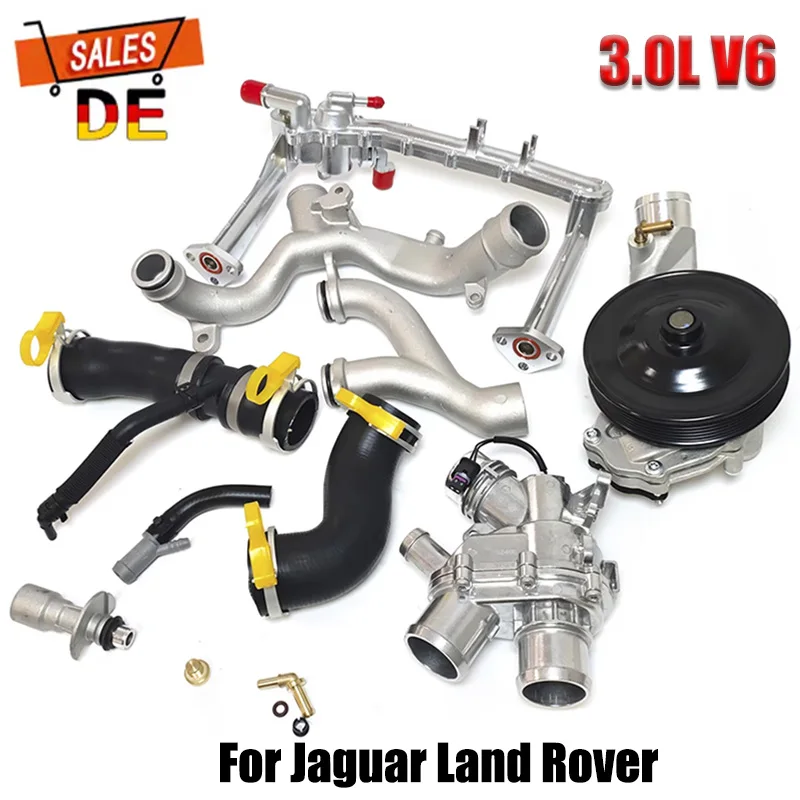 Image of 3.0L V6 Upgrade-Kühlsystem-Kit für Jaguar und Land Rover, Turbolader-Motor 3.0L V6 LR069809 LR092992 LR090630 LR010801, verbessertes Metall-Kühlwassersystem-Kit 3.0 für Jaguar XE XF XJ F-Pace F-Type