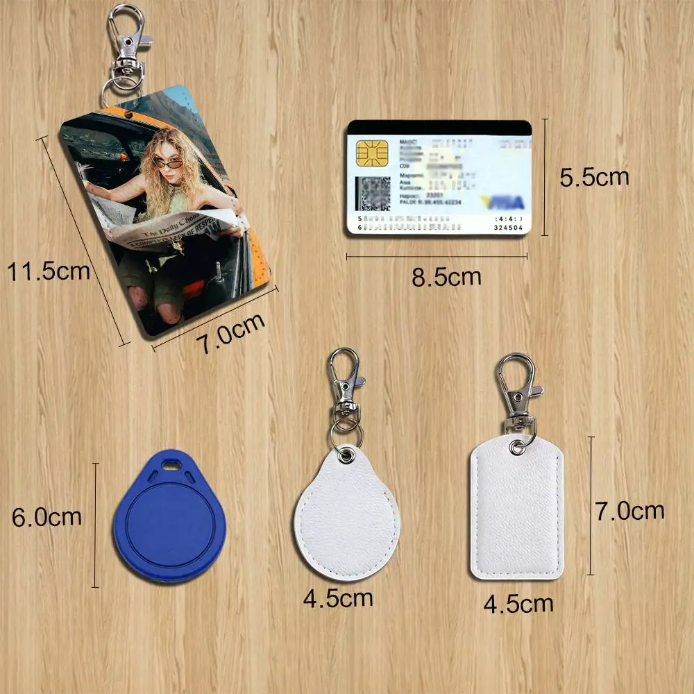 D-Daniela S-Singer Villarreal  Rectangle Access Card Case Leather Card Holder Keychain Key Ring Transportation Card Case