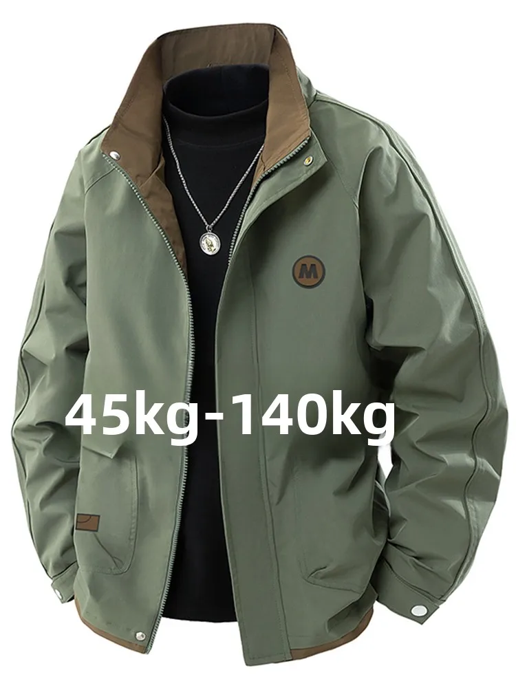

Мужская куртка больших размеров с воротником-стойкой, модная рабочая одежда, весна-осень, из полиэстера, свободный крой, молодежный стиль
