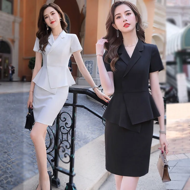 Business Suit Women's Summer Korean Style Goddess Temperament President Business Short Sleeve Beauty Salon Hotel Jewelry Overall