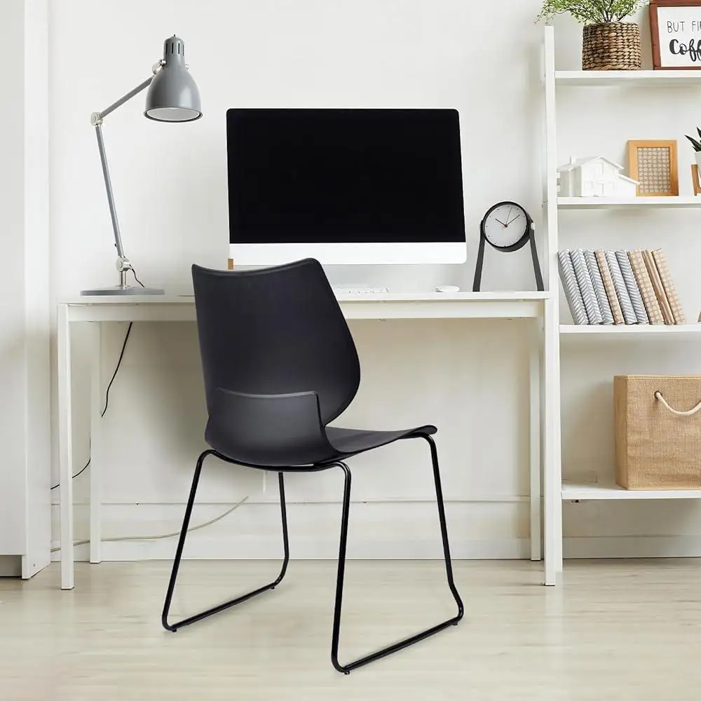 Stackable Conference Chairs Waiting Room Chairs with Back Metal Legs Durable Sled Base Office Training Guest Seating Easy