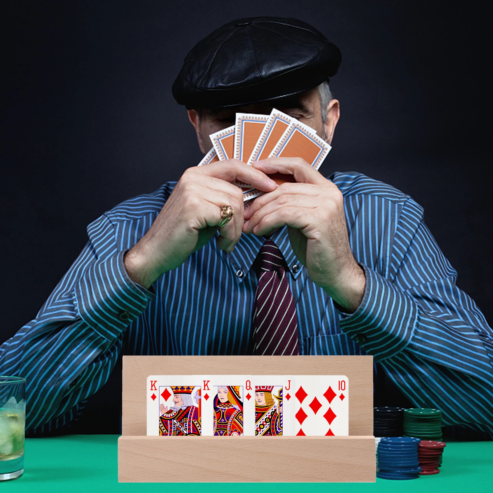 Wooden Calendar Holder Wood Base For Card Display Stand Game Holder Cards Displaying Stand Cards Base For Home Hotel