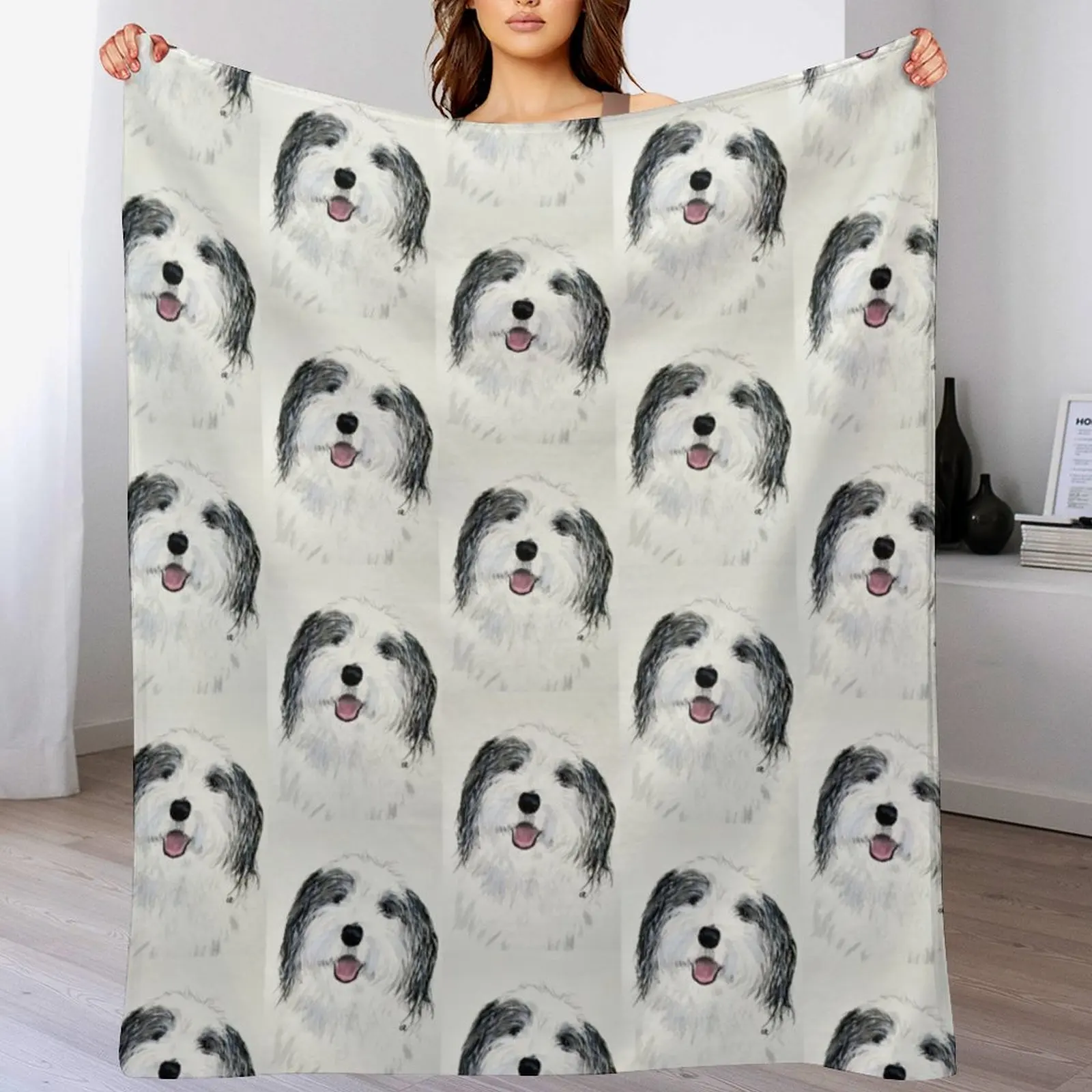 

Teddy Sheepadoodle Throw Blanket Thermals For Travel Decorative Beds Custom Plaid on the sofa Blankets