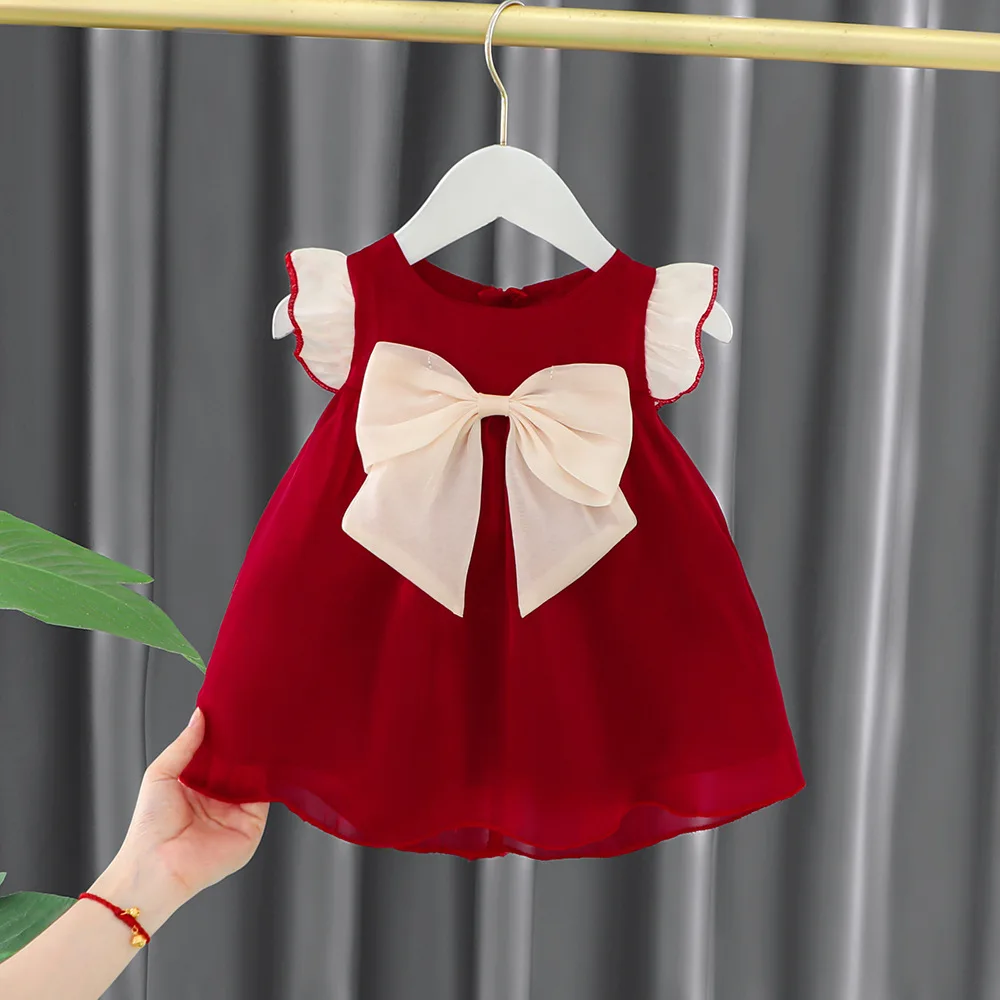 Baby Girl Dress Summer Bow Mesh Girls Princess Dress Cute Girls Weekend Dresses
