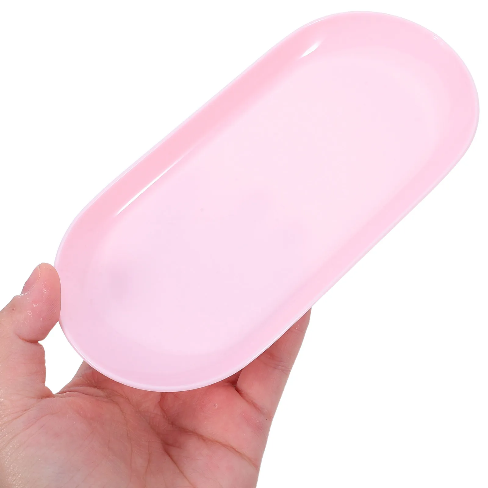 

8pcs Plastic Oval Jewelry Dish Small Jewelry Tray Organizer For Rings Bracelets Earrings Vanity Storage Bowl Pink