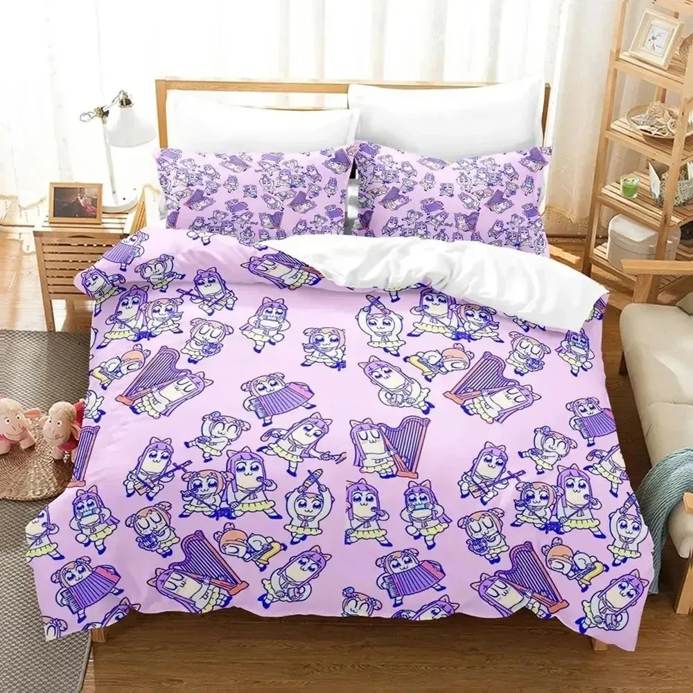 Fashion 3d Print Anime Pop Team Epic Bedding Set Boys Girls Twin Queen Size Duvet Cover Pillowcase Bed Kids Adult Home Textiles