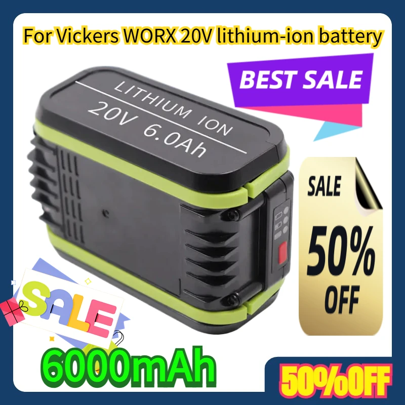 

For Vickers WORX20V lithium-ion battery with a nominal capacity of 6000mAh